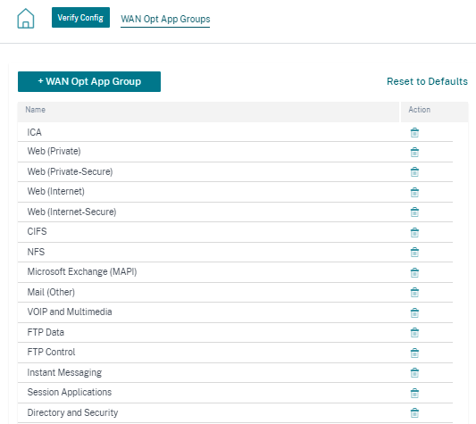 New WAN optimization application groups