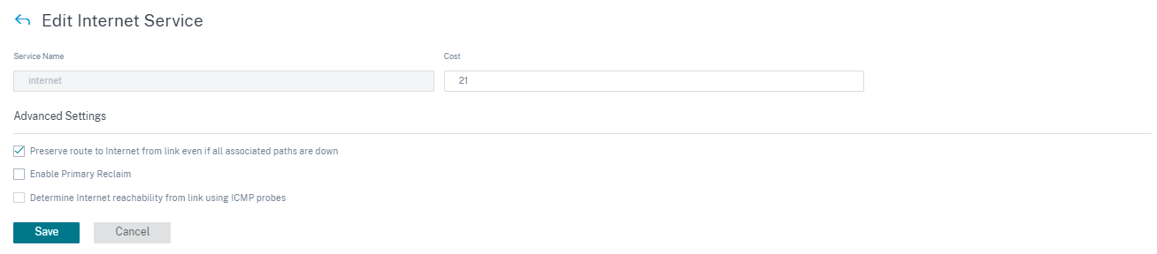 SIA routing cost setting