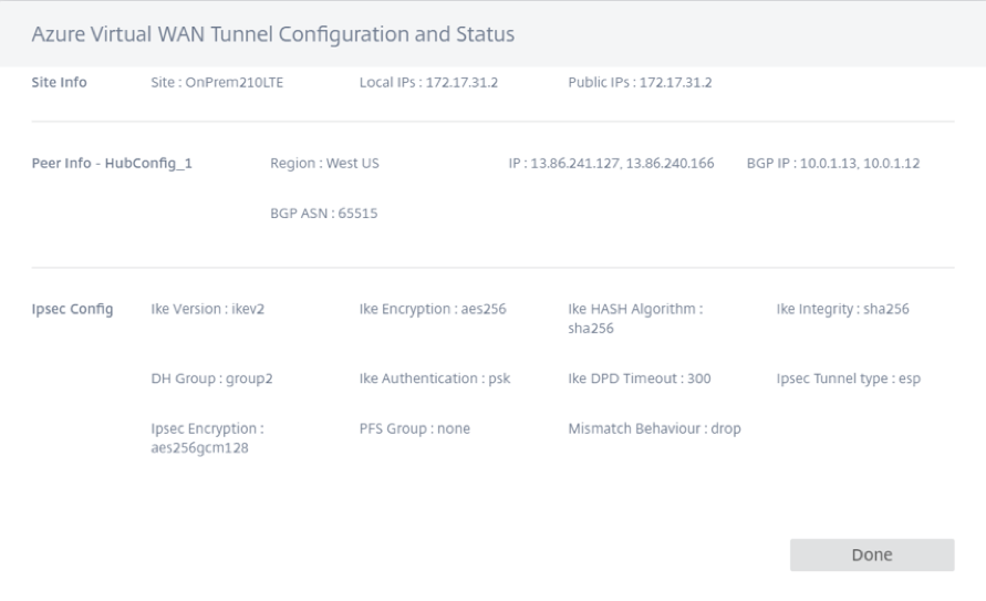 Azure 仮想デプロイされたサイト情報の詳細
