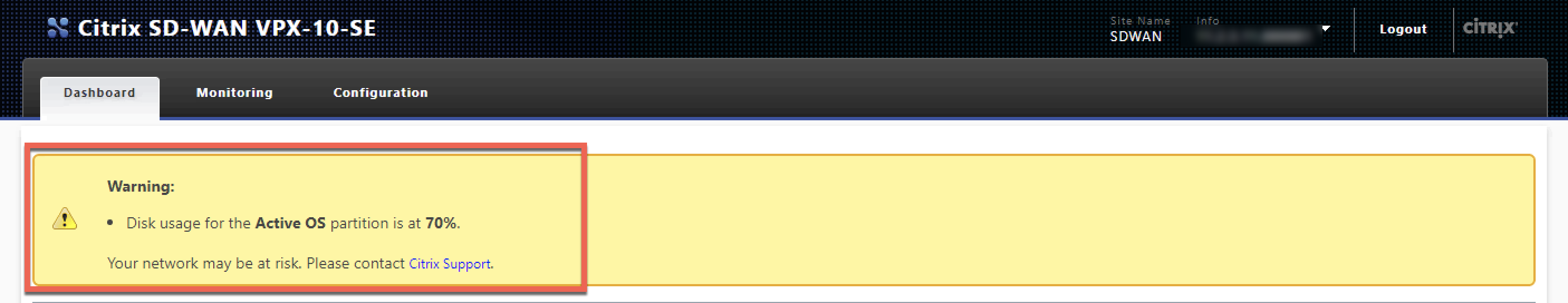Error de uso del disco