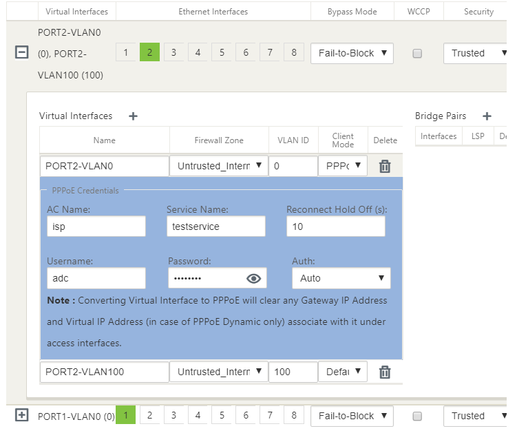 PPPoE MCN-Optionen
