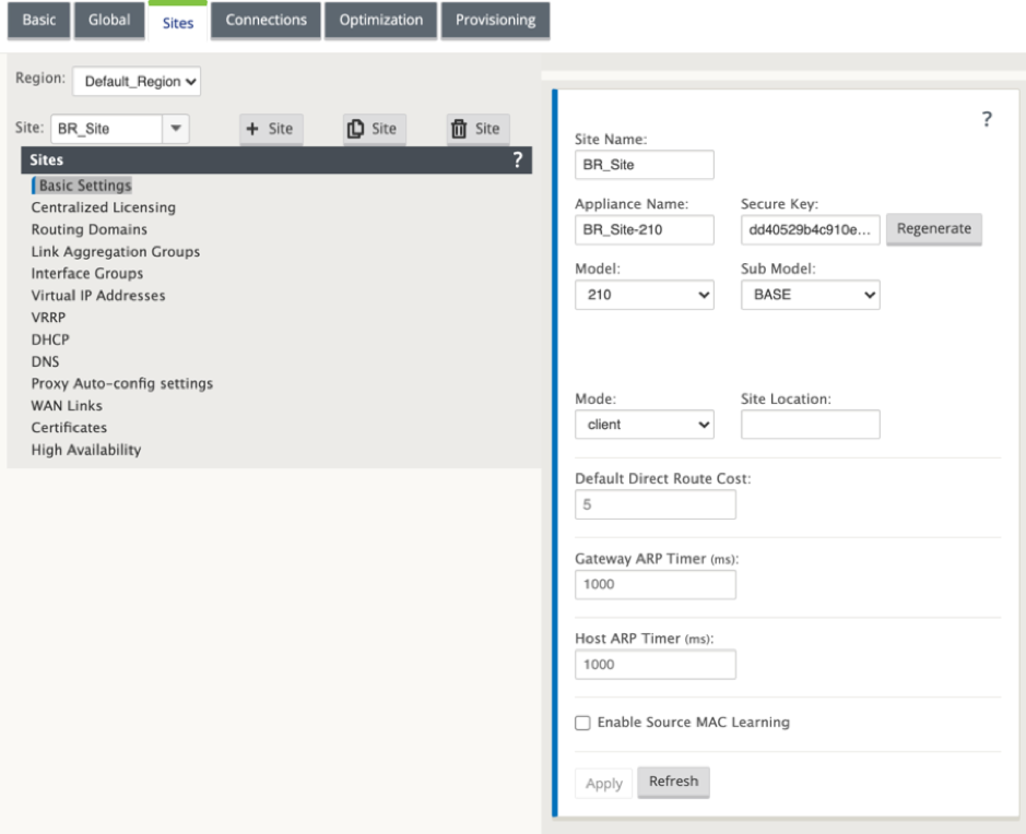 Modo de Gateway de configuración del sitio