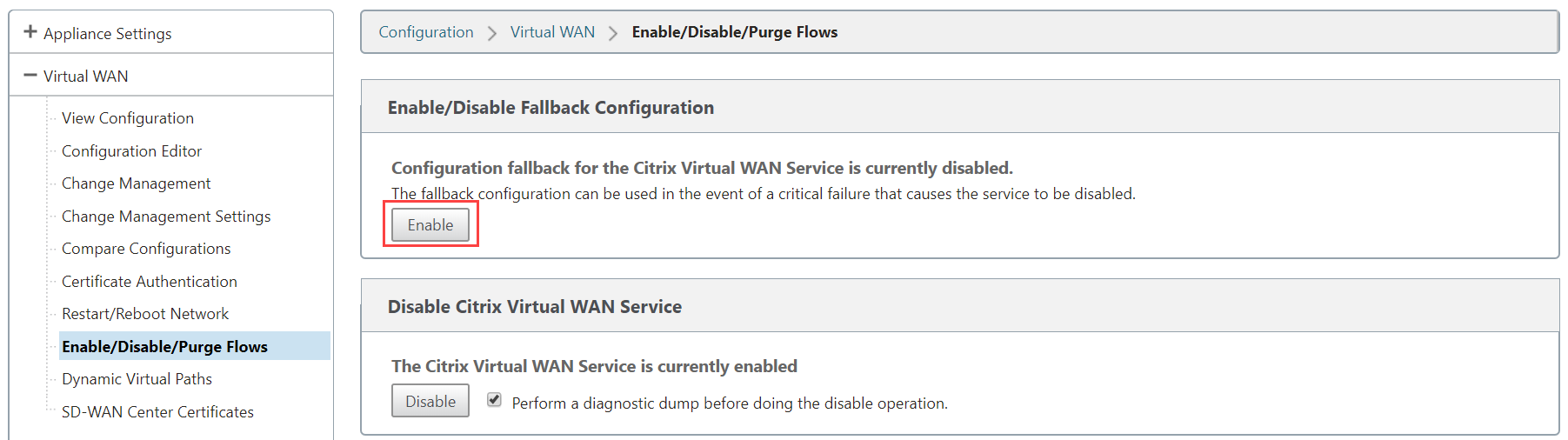 Activer la configuration de secours