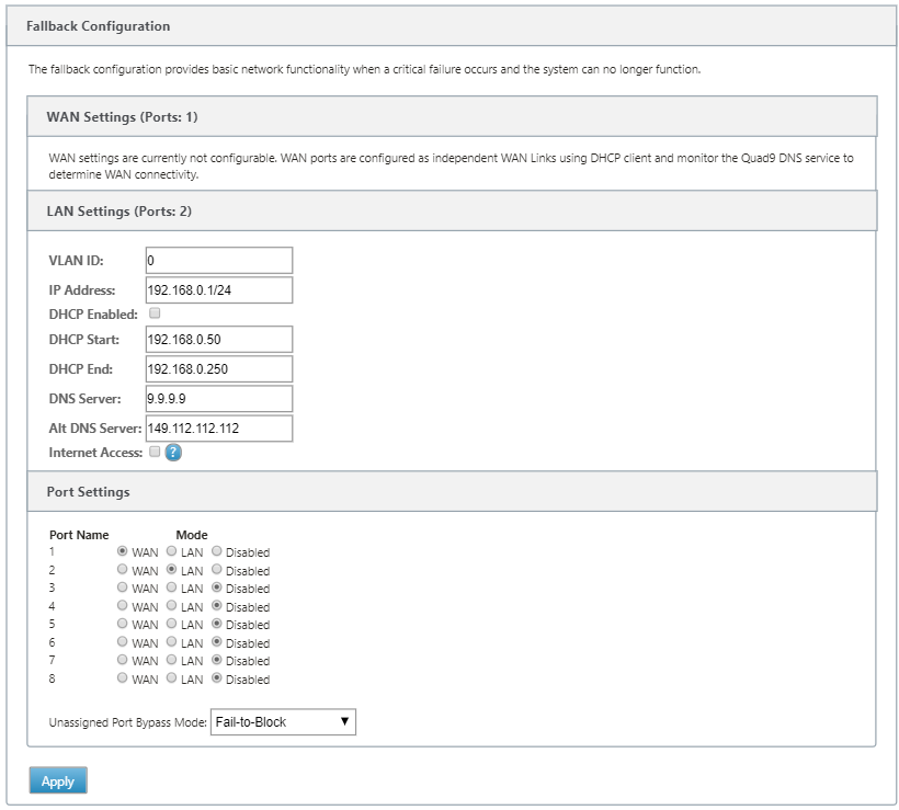 Activer la configuration de secours