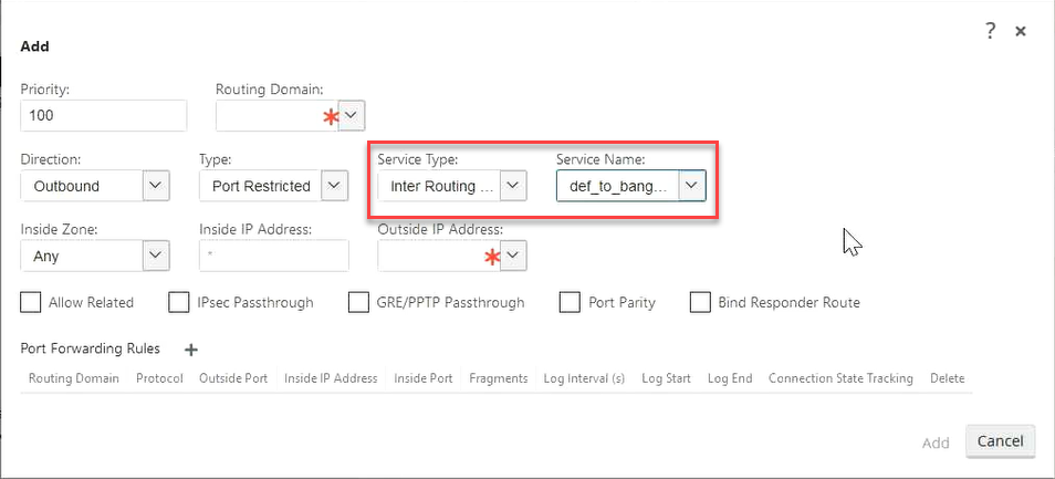 Konfigurieren von NAT mit dem Domänendienst für den übergreifenden Routing