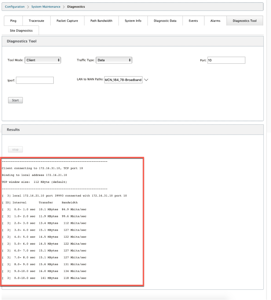 Ergebnisse des Diagnosetools