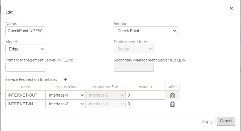 Detalles de plantilla de firewall alojado