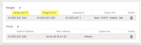 Rango IP del editor de configuración del servidor DHCP