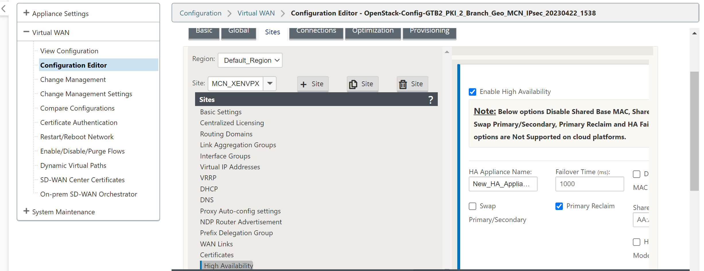 High availability for MCN