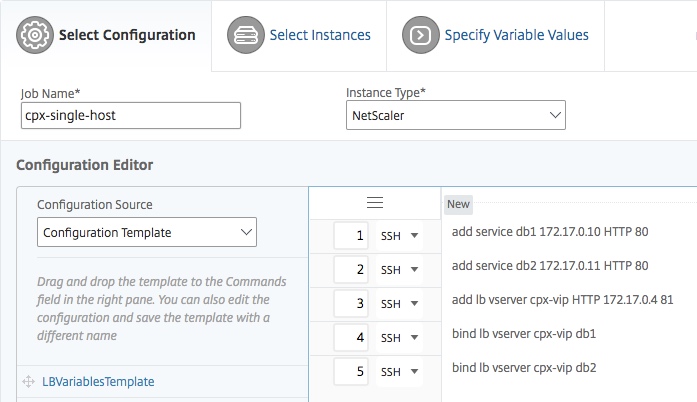 sélectionner la source de configuration