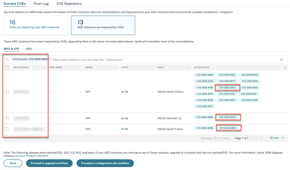 Instances impacted by CVE-2020-8300