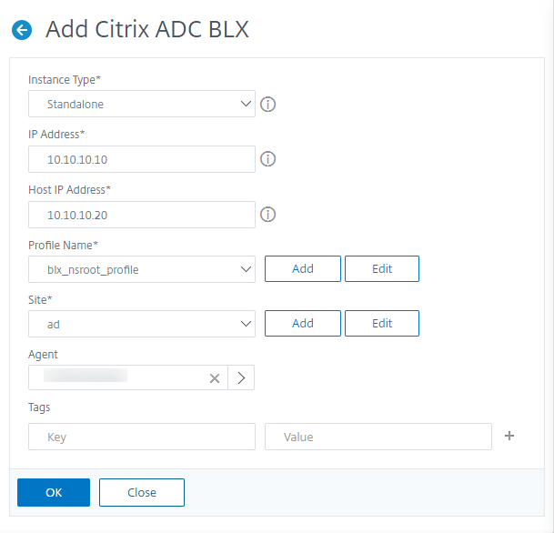 Add NetScaler BLX standalone instance to NetScaler ADM