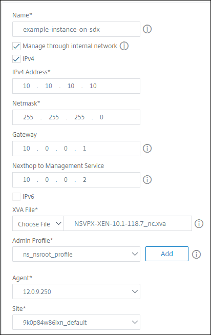 Add a VPX instance