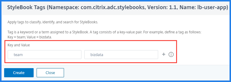Create a tag for a StyleBook
