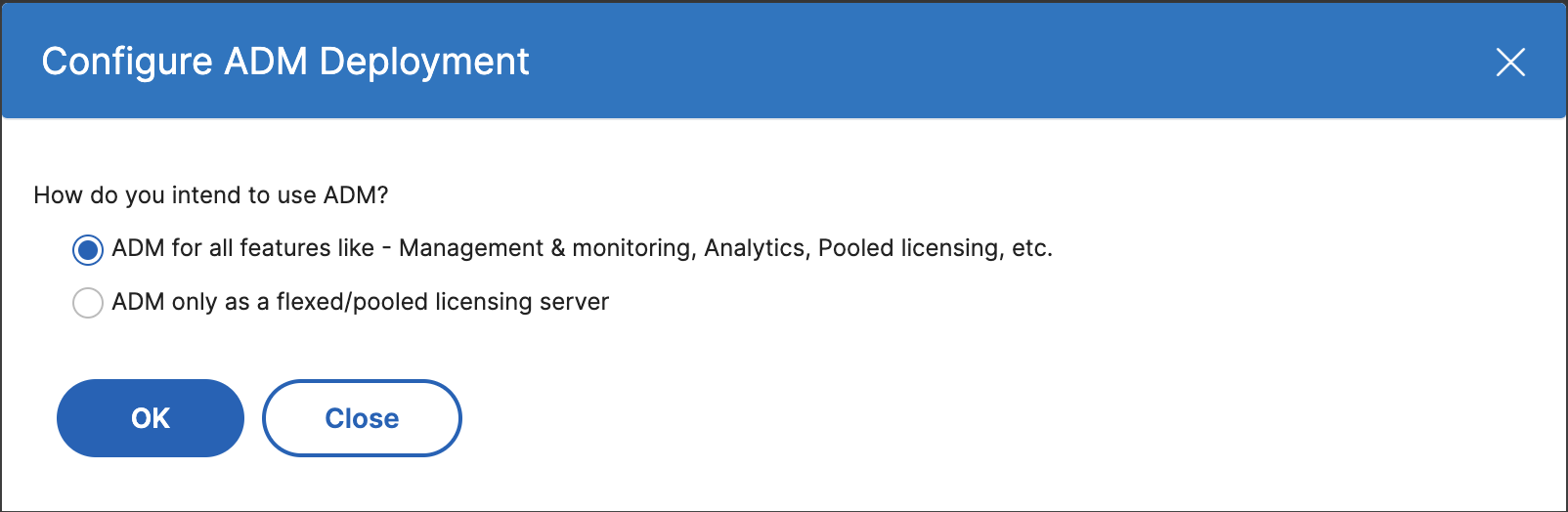 NetScaler ADM nur als Lizenzserver