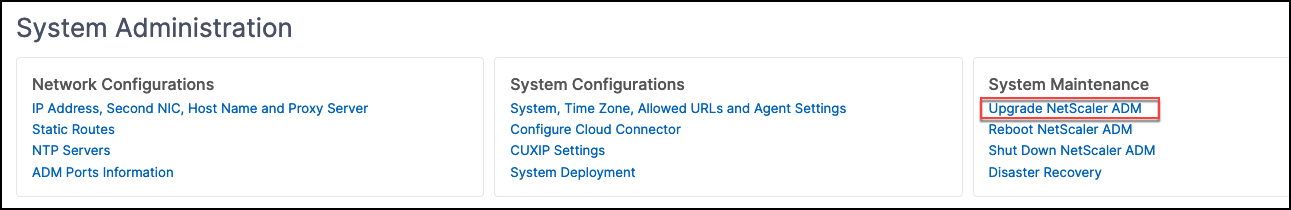 Upgrade NetScaler ADM