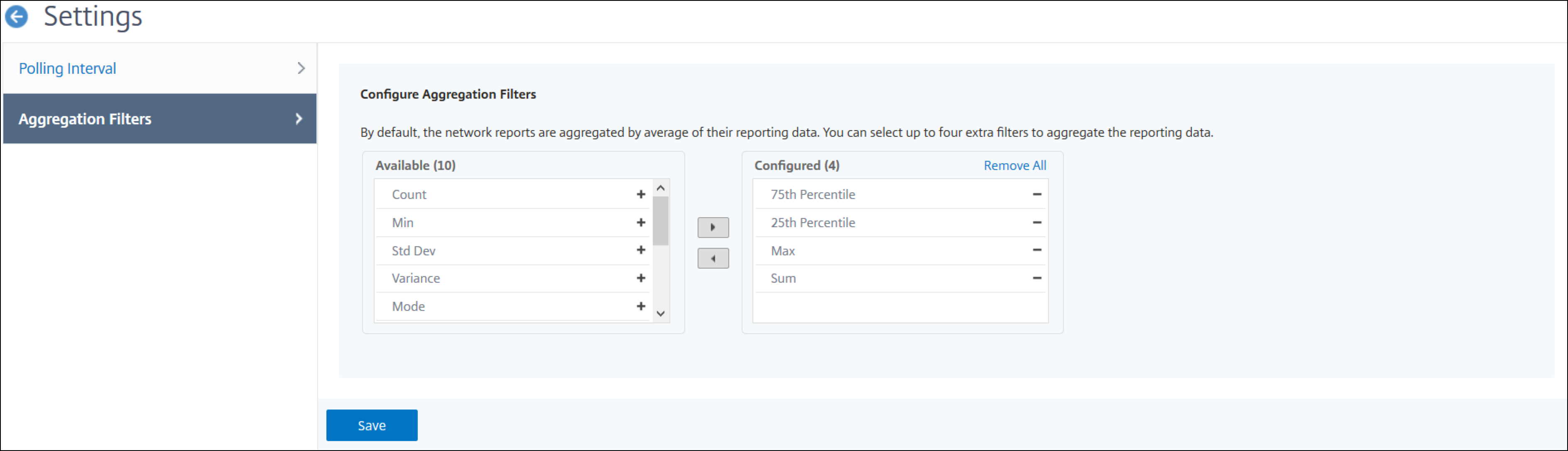 Aggregation filters