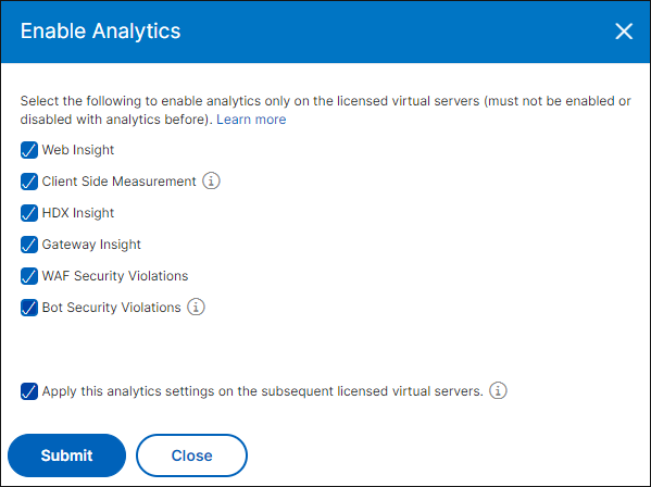 Analytics configuration
