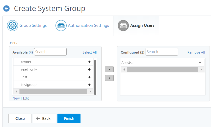 Example to create a system group