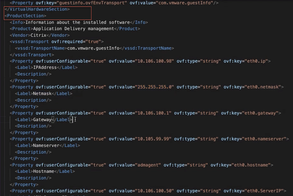 Edit the OVF file