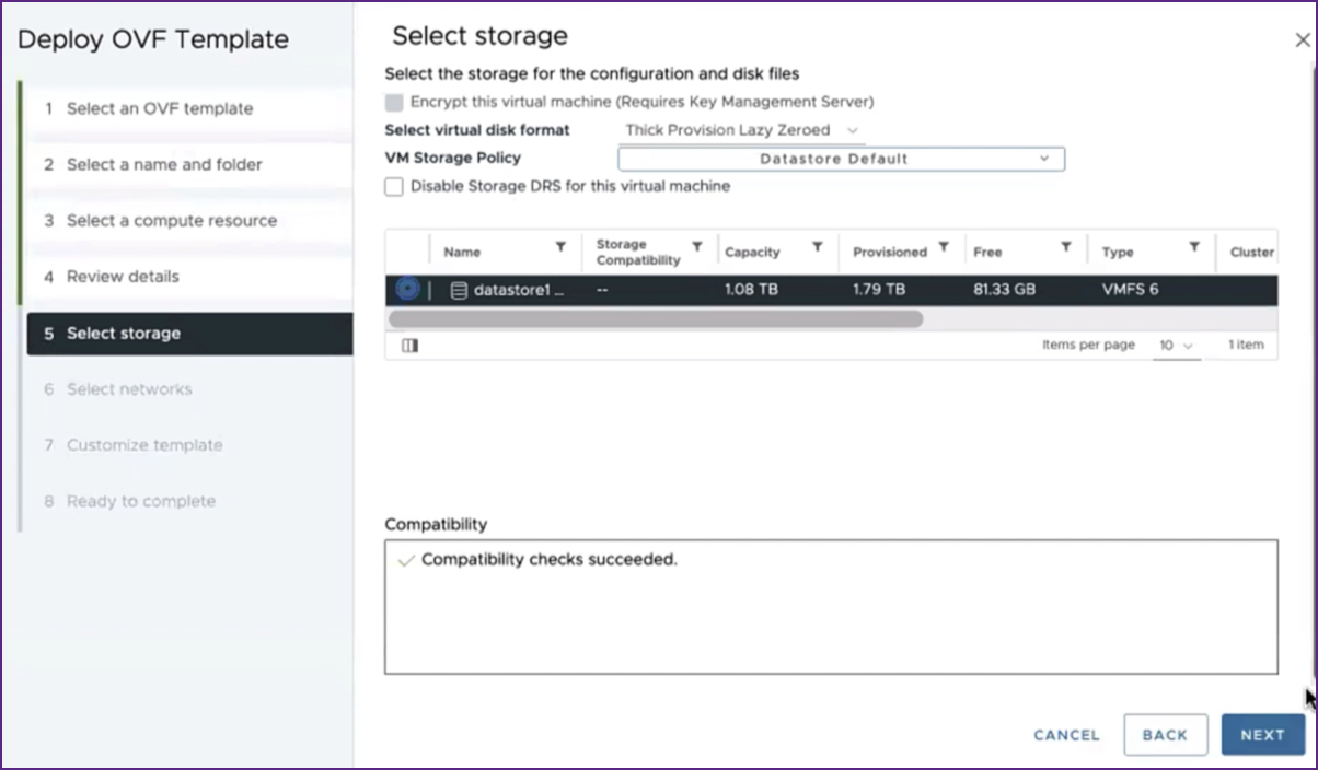 Select storage