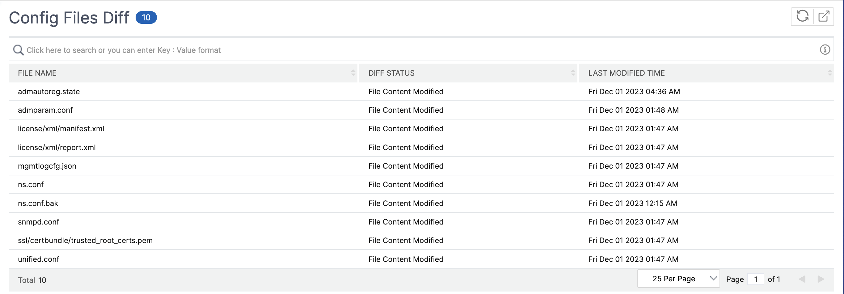 Diff vorhanden im `nsconfig`-Ordner