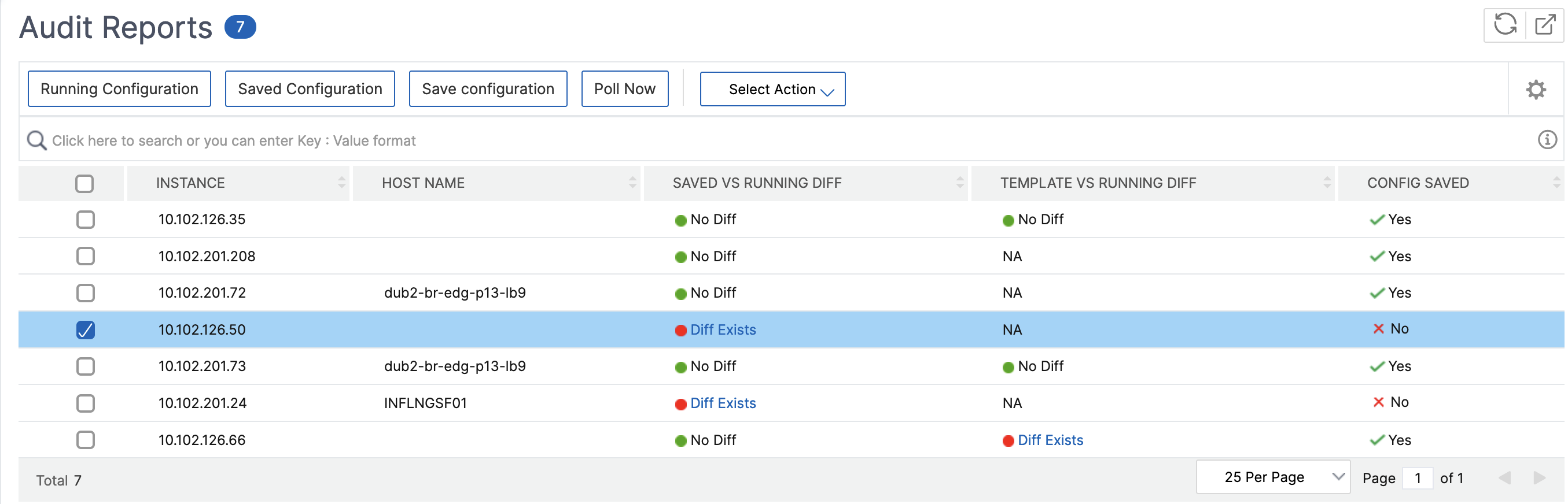 Gespeicherte vs. laufende Diff