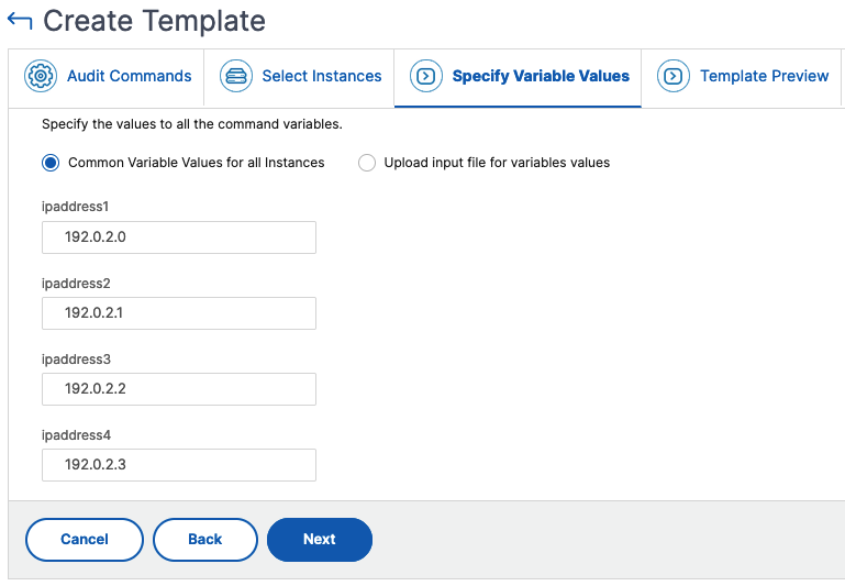 Enter common variables