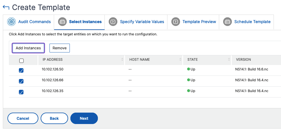Select instances