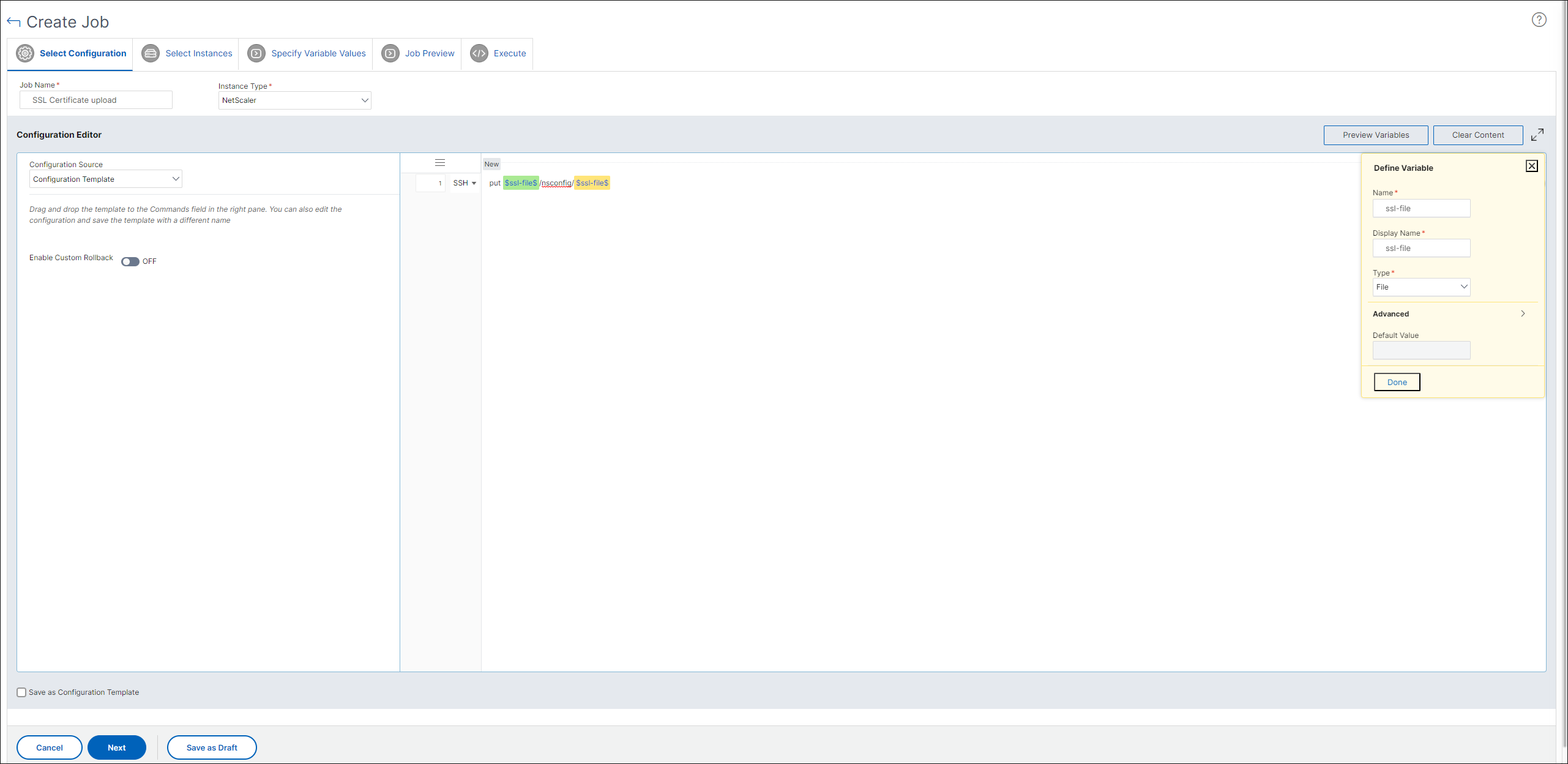File as variable