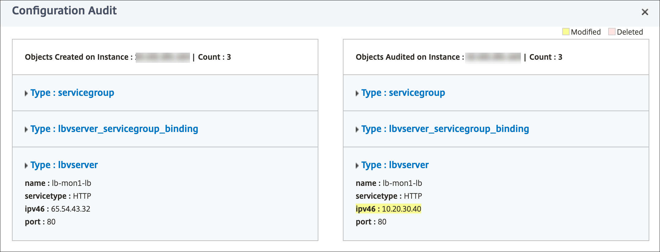 Audit ADC configuration against configuration pack