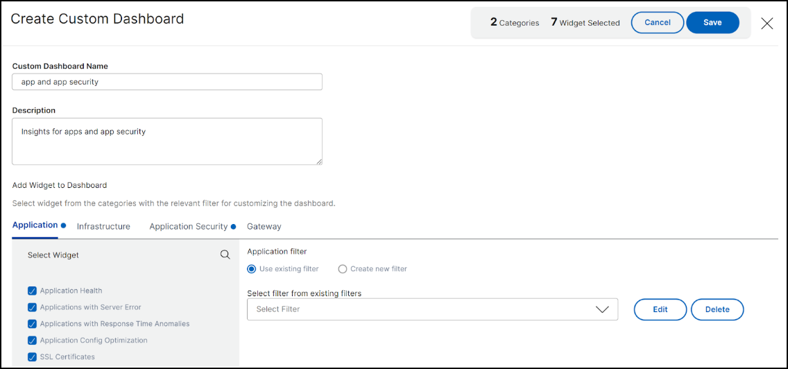 Create custom dashboard