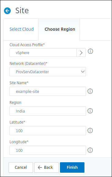Standort für die Instanzbereitstellung in VMware erstellen