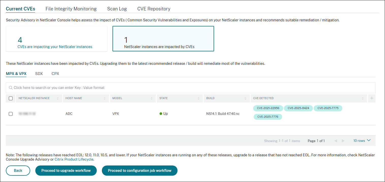 Instances impacted by CVE-2025-7775
