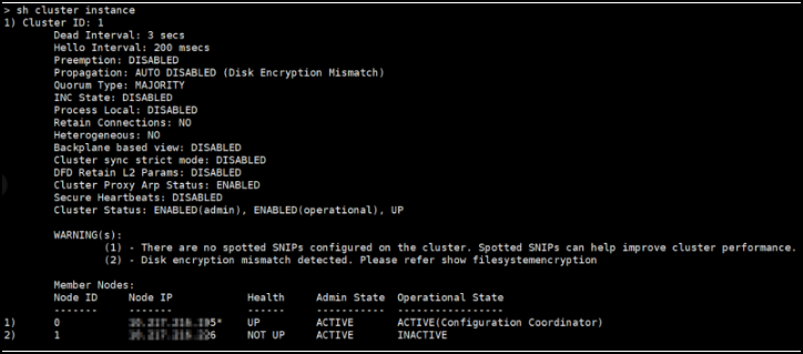 Cluster mismatched node
