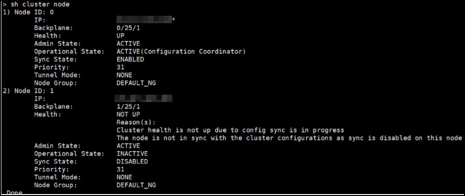 Cluster mismatched node sync error