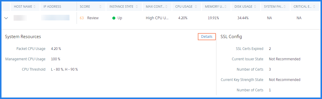 Instance details