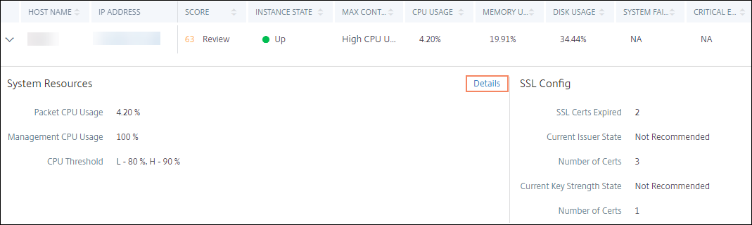 Instance details