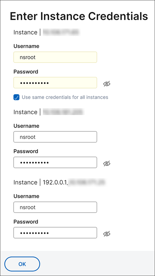 Informations d’identification de l’instance