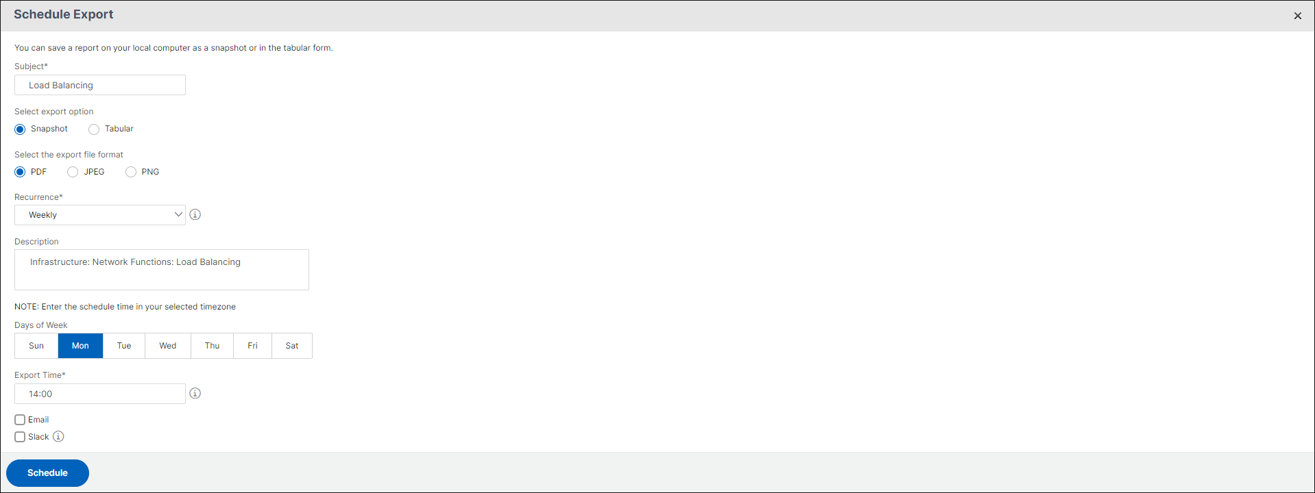 Generate a combined load balancing report