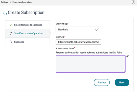 Create subscription