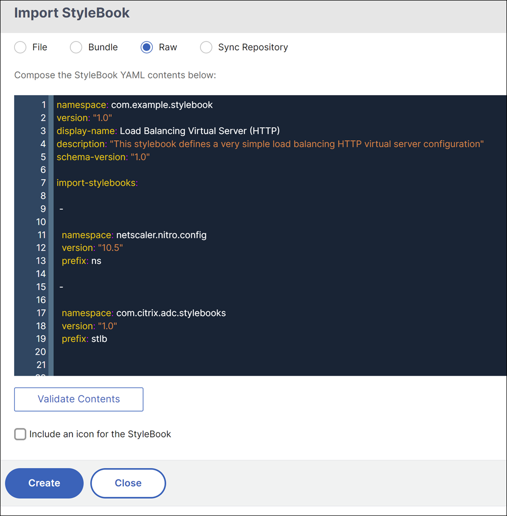 Créer un StyleBook à l’aide de l’éditeur YAML de la console