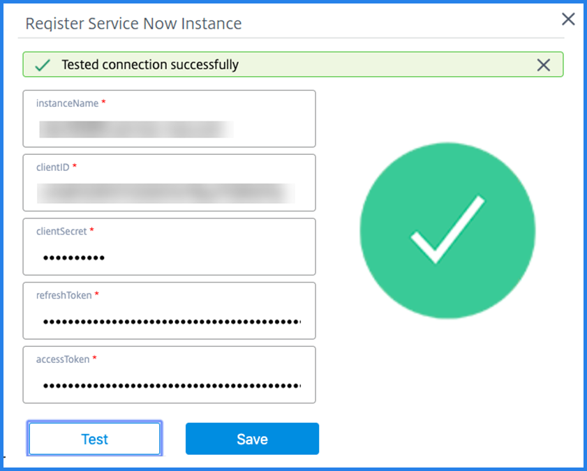 ITSMアダプターへのServiceNowインスタンスの登録