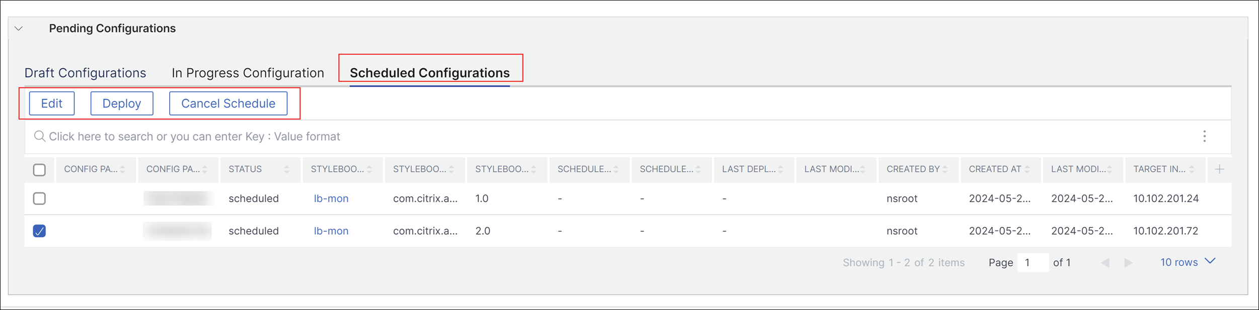 Scheduled config
