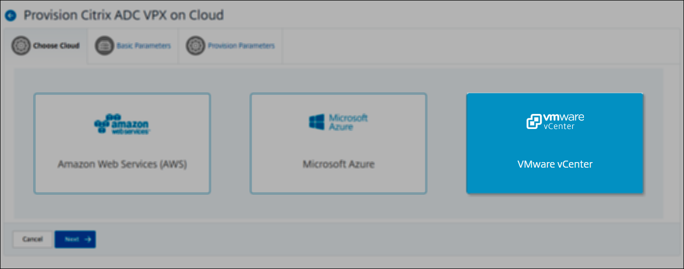 VMware vCenter auswählen