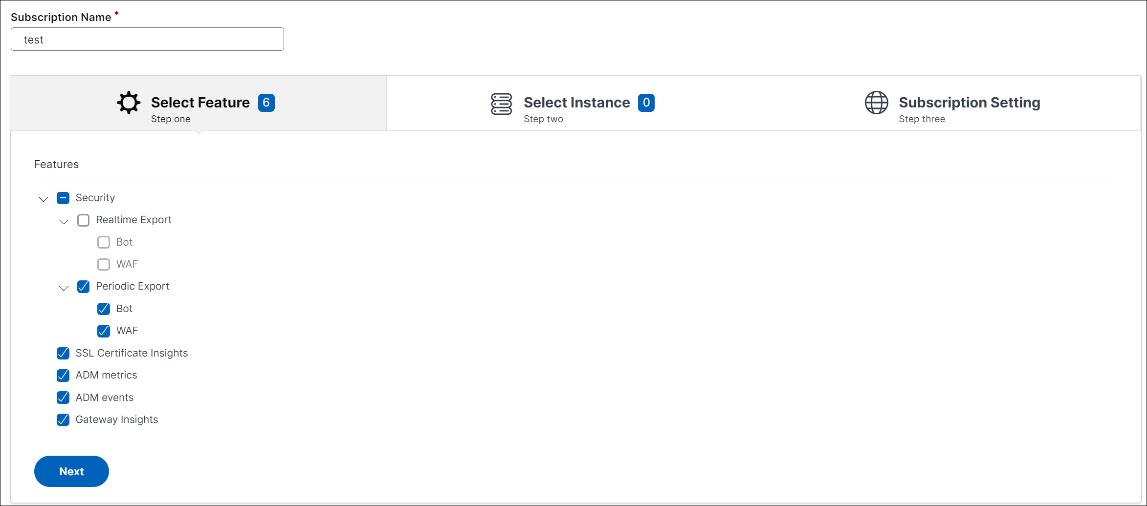 Select features