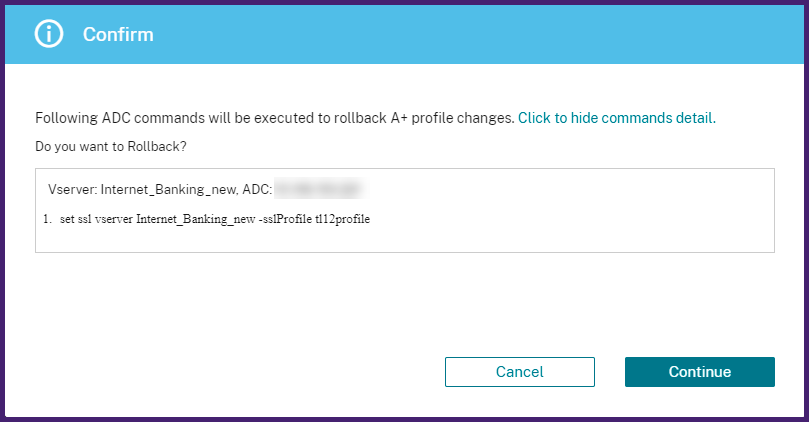 Confirmation message rollback