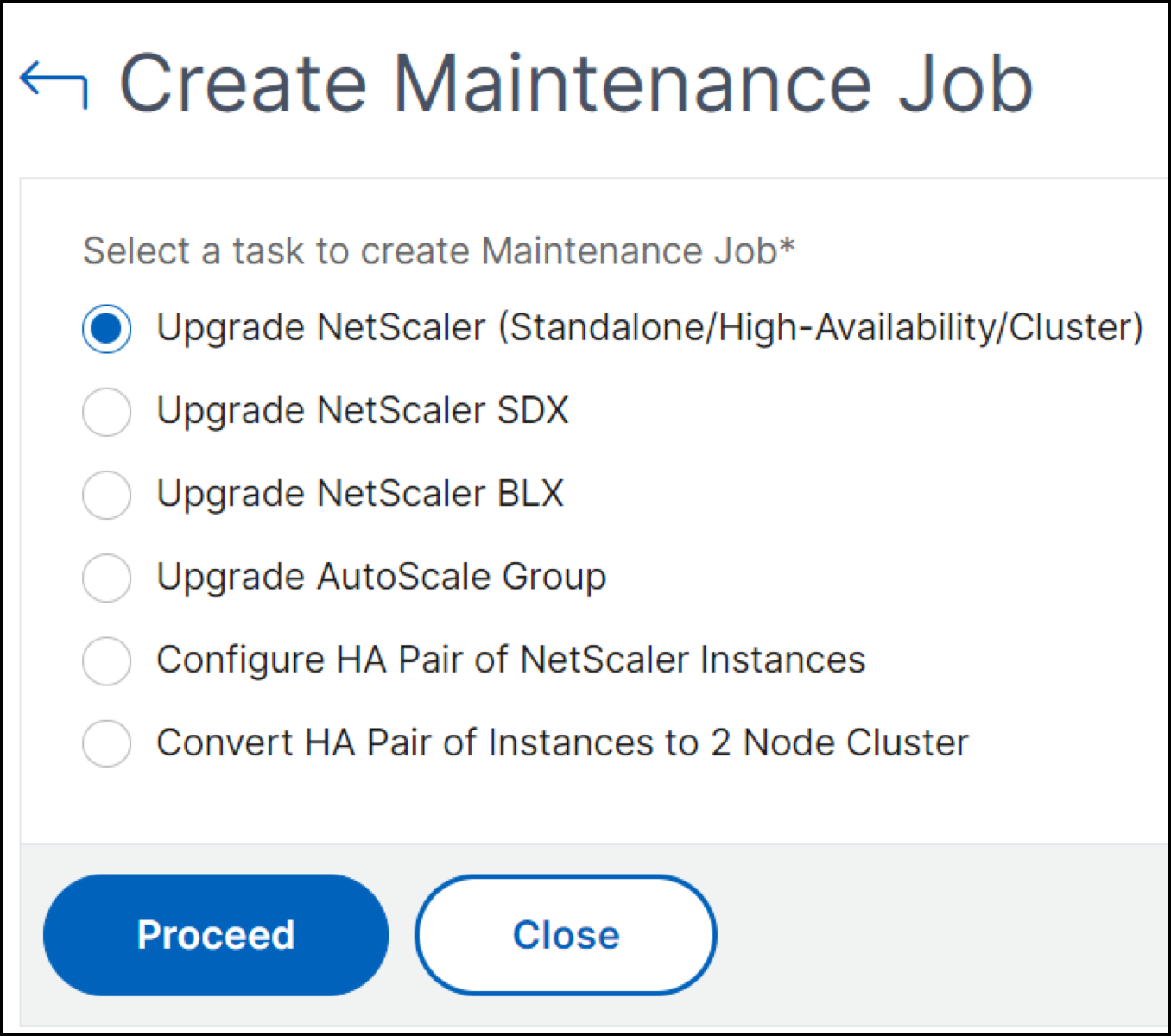 Select upgrade maintenance job