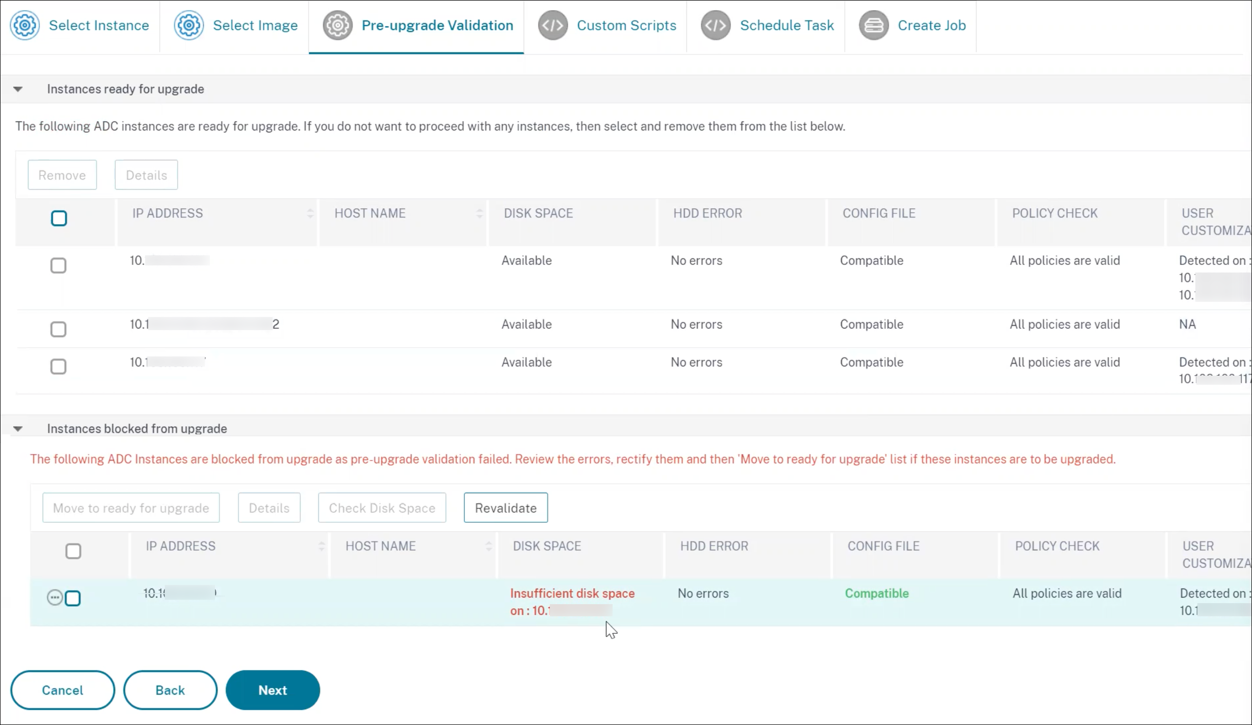 Rapport de validation préalable à la mise à niveau