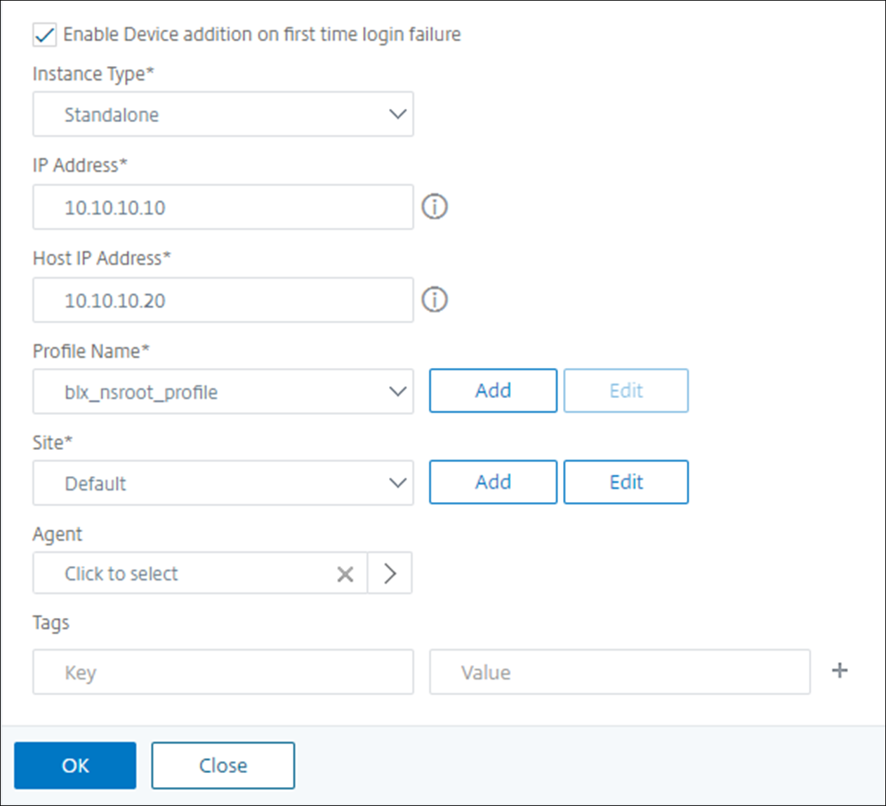 Add NetScaler BLX standalone instance to NetScaler Console